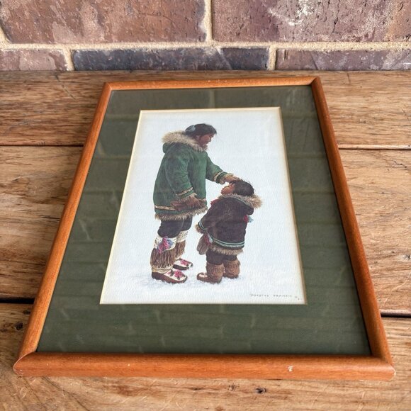 VTG Dorothy Francis Framed Lithograph Print Dane Mother and Child Inuit Alaskan - Picture 1 of 16
